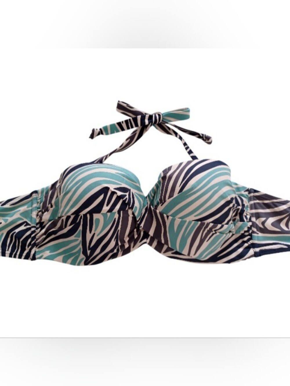 Sunseeker Zebra Print Bandeau Halter Bikini Top, Size 40D